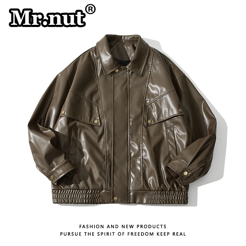 Mr.nut Leather Biker Bomber Jacket abbigliamento moto da uomo Smooth Soft Texture PU Aviator giacche uomo autunno cappotto militare