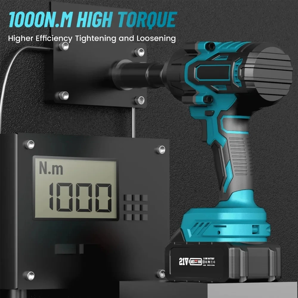 Seesii 1000Nm Cordless Impact Wrench Gun 1/2
