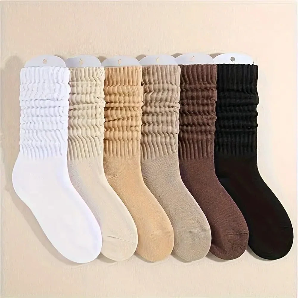 

6 Pairs Of Mixed Color Medium Length Socks Women Bubble Socks Comfortable And Ball Free Versatile Autumn GirPElephant Socks