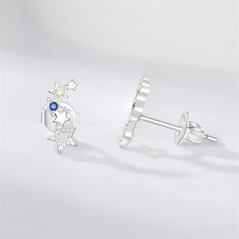 2024 100% 925 Sterling Silver Stars Studs For Women Exquisite Party Earrings For Girl Original Design Evening Party Gifts