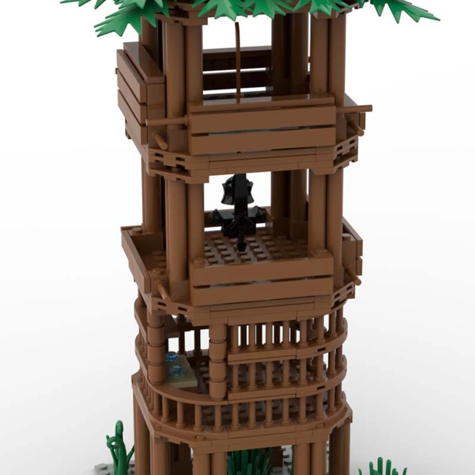 Kompatible Mini-Bausteine, antikes Holzturm-Modell, pädagogisches Spielzeug für Kinder