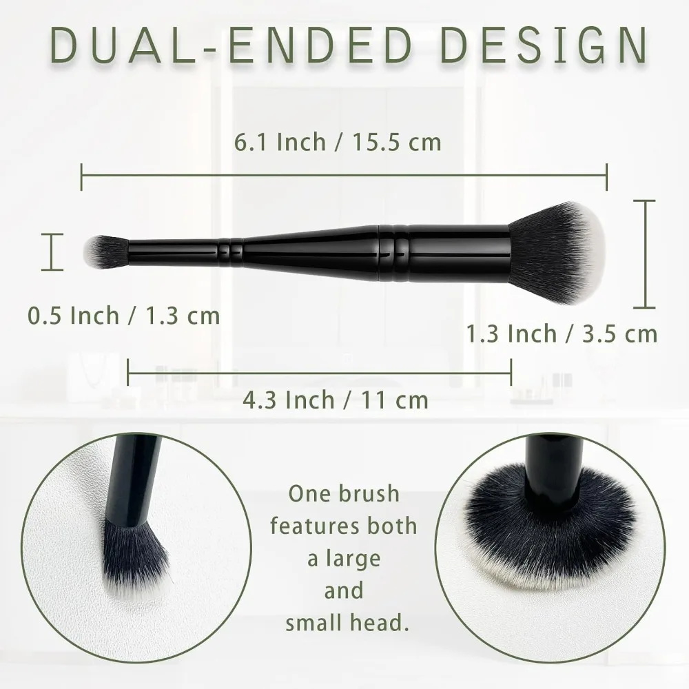 Dual-Ended Makeup Brush for Foundation and Concealer - Achieve an Airbrushed Finish with Vegan Synthetic Bristles