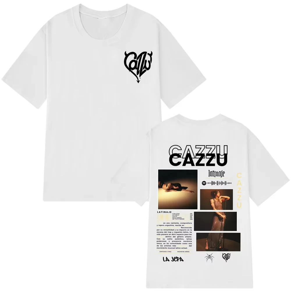 Singer Cazzu Latinaje Album Vintage Graphic Tees Men Women Fashion T-shirts Short-sleeved Loose Male Cotton Aesthetics T-shirts
