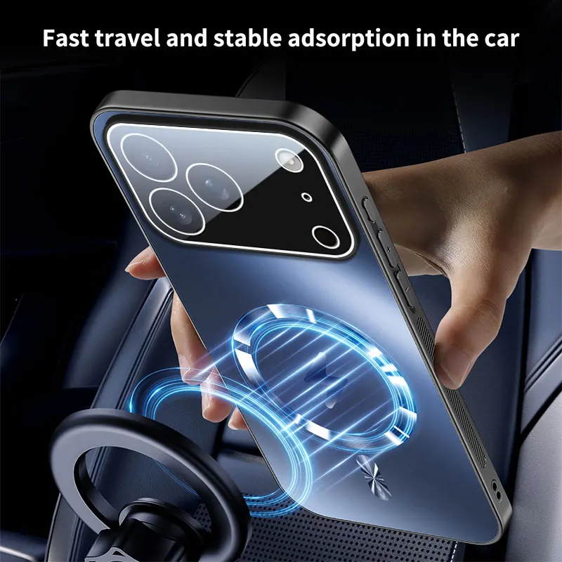 럭셔리 AG 매트 글래스 마그네틱 폰 케이스 아이폰 17 프로 맥스 에어 16 15 14 프로용 맥세이프 무선 충전 커버 액세서리
