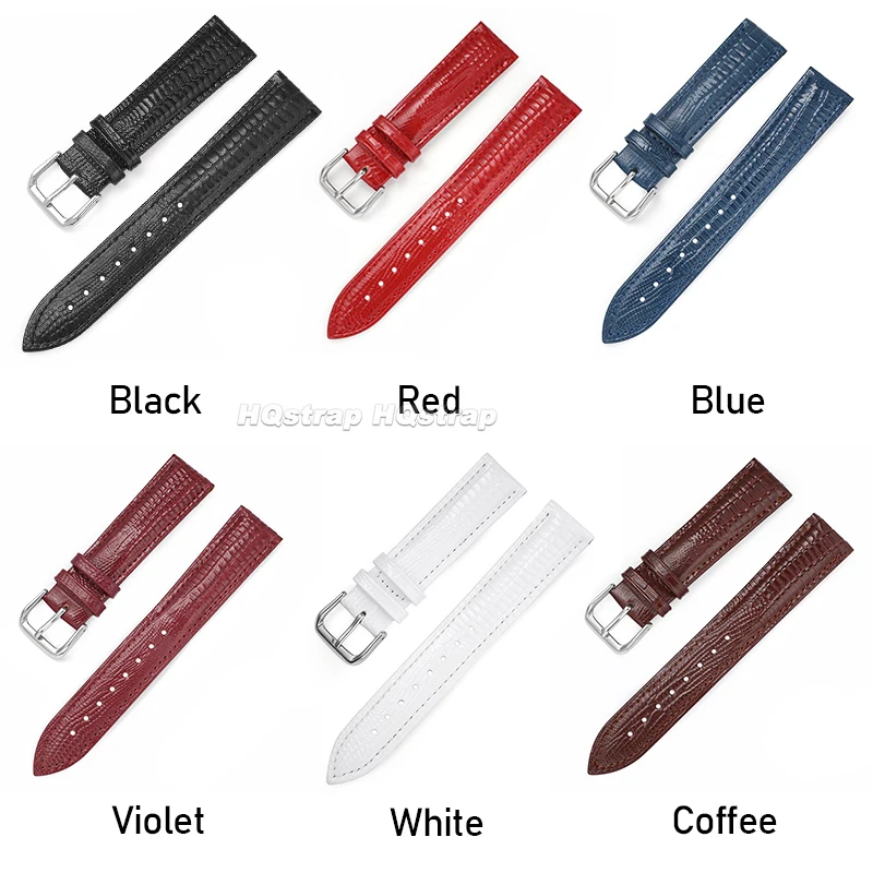 12mm 14mm 16mm 18mm 20mm 22mm Lizard Texture Leather Watch Strap Soft Sport Bracelet Universal Replacement Waterproof Wristband