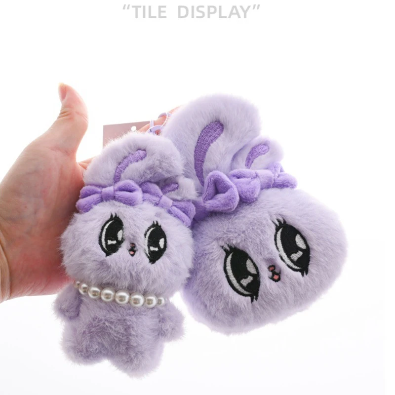 Cartoon Cute Big Eyes Sweetheart Bunny peluche bambola portachiavi Lovely Bunny portamonete borsa per cuffie ciondolo regalo di compleanno per bambini