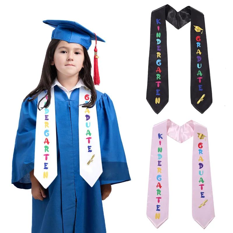 Children\'s Graduation Ceremony Shoulder Straps Preschool Kindergarten Honor Award Etiquette Belt Double Layer Silk Shawl Ribbon