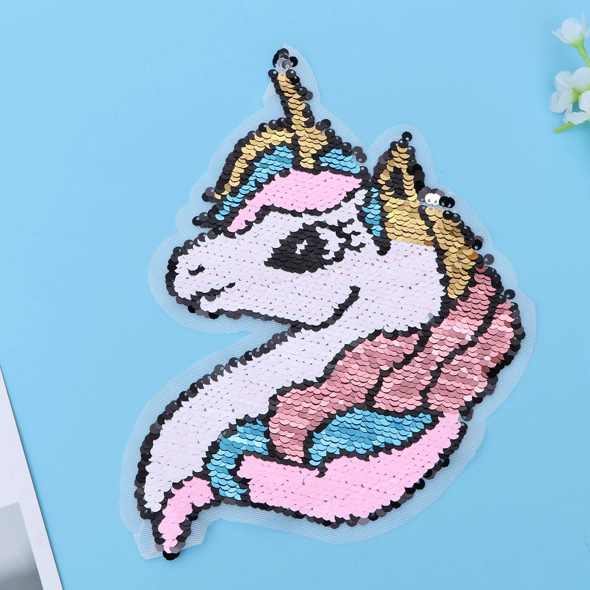 Large Rainbow Unicorn Clothing Patch Sticker Reversible Sequin Patch Hole Filling Patch Accessory Unicorn Patch