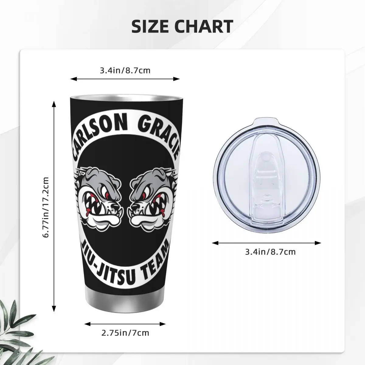 Carlson Gracie Jiu-Jitsu Team Stainless Steel Tumbler Vacuum Insulated Mug Thermal Cold Cup Straw With Lid 20oz