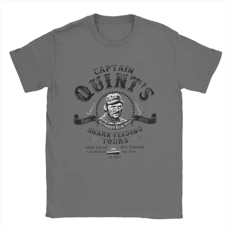 Quints Shark Feeding Tours Jaws T Shirts Men 100% Cotton Funny T-Shirts O Neck Tees Short Sleeve Clothing Birthday Gift