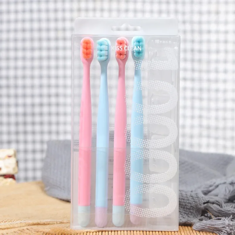 4pcs Toothbrush Daily Cleaning Teeth Adult Household Travel Fine Soft Bristle Toothbrush In Stock