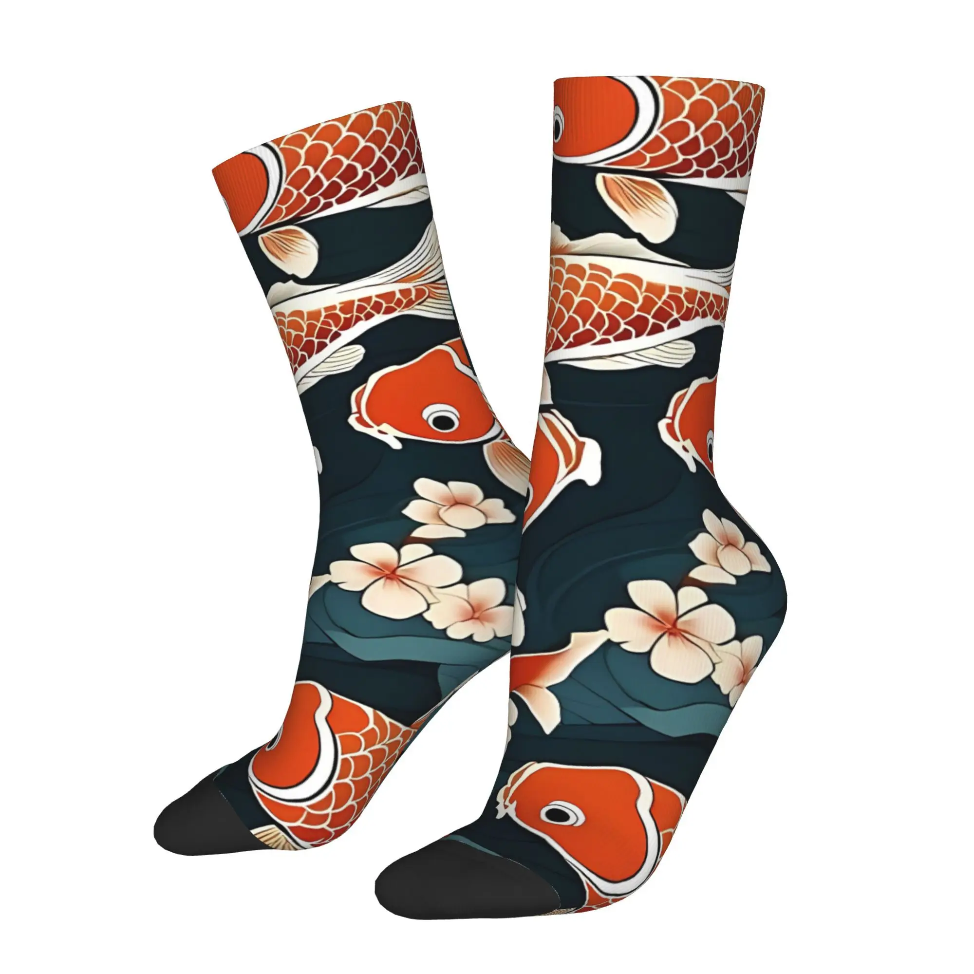 

Orange Koi Fish Sock Printed Man Polyester