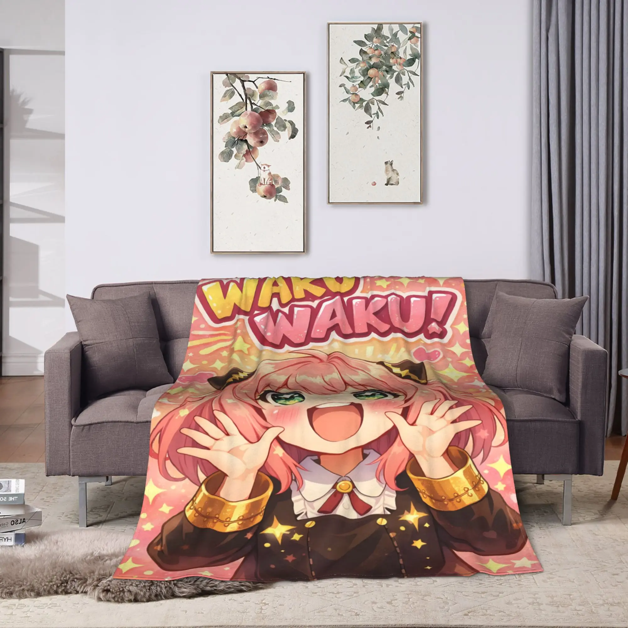 Warm Soft Blankets Kids Decorative Cute A-AnyaAnime Throw Blanket  Flannel Bedspread For Couch Bed Print Sofa Bed Cover