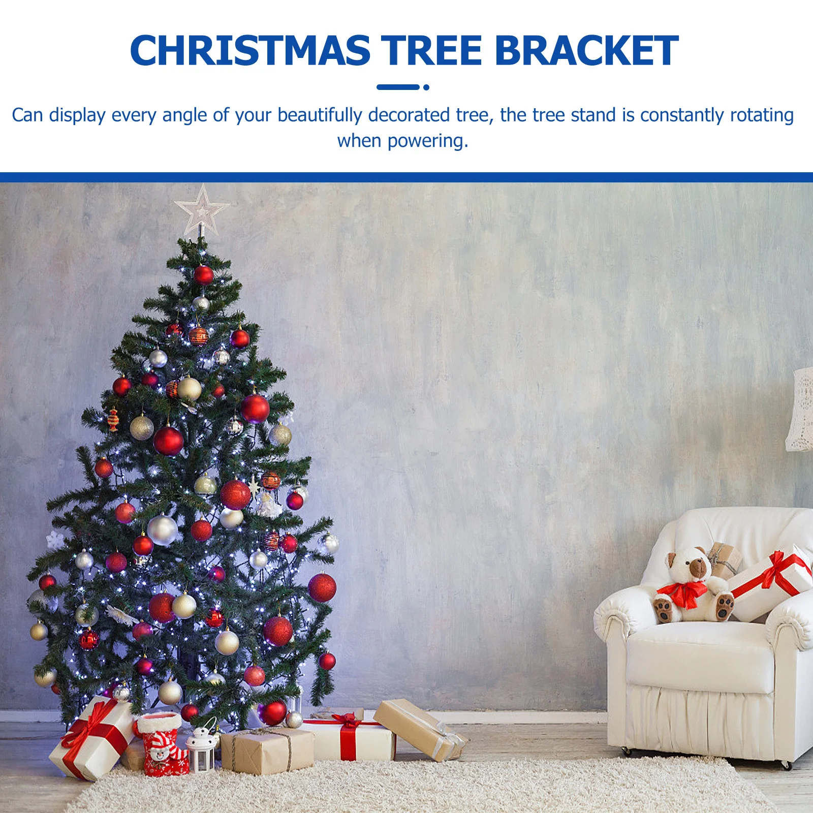 

Electric Christmas Tree Stand Rotatable Premium Base Non-Slip Support For Xmas Tree Decorations Motorized Bracket Holiday Party