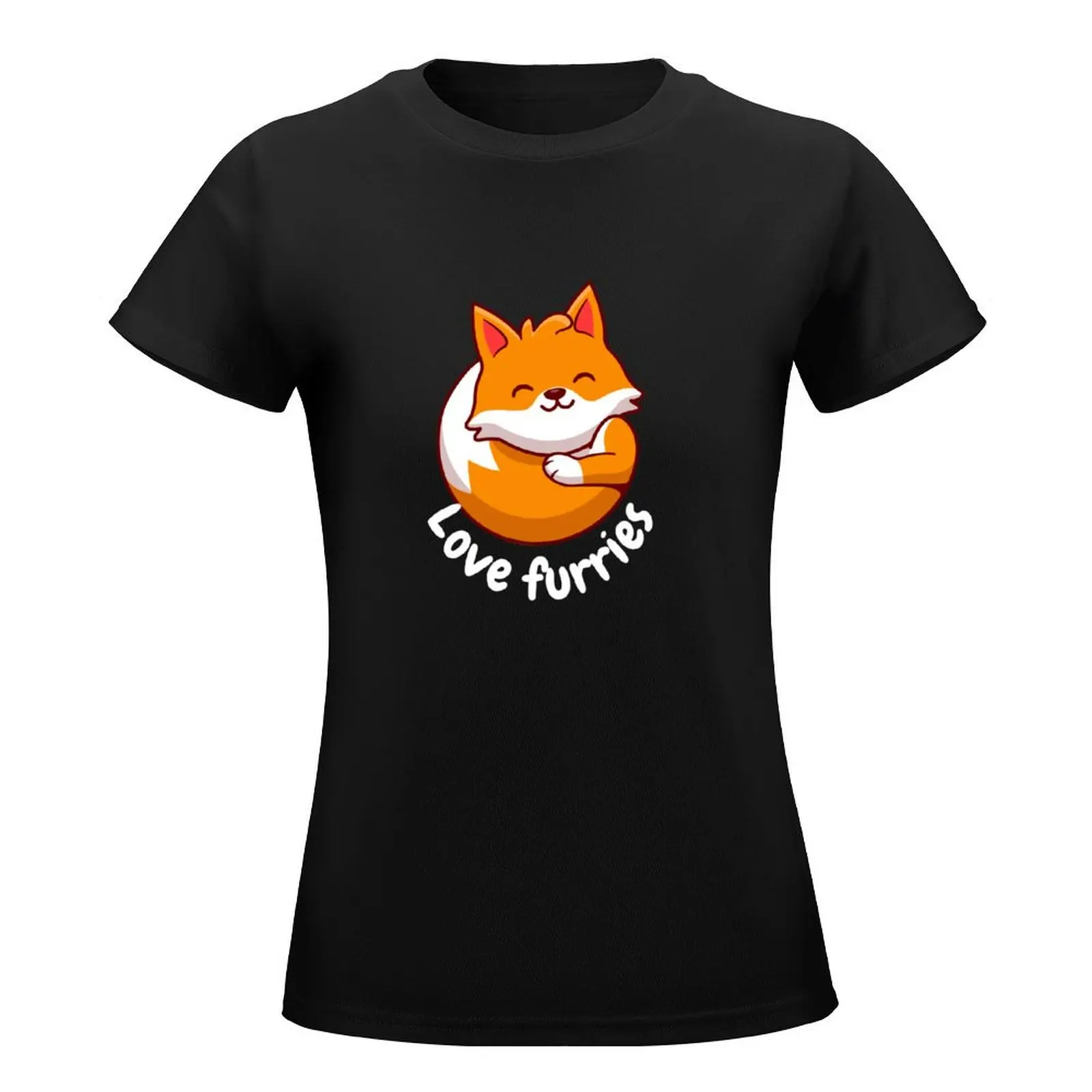 Peace, Love, Furries For Furry Community T-Shirt Short sleeve tee shirts graphic tees tshirts for Women