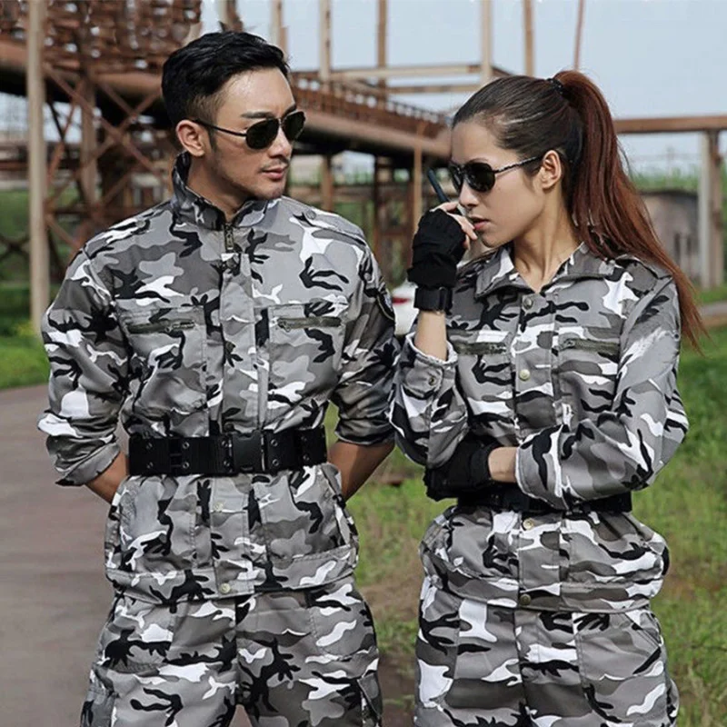 Uniforme táctico para hombre, conjuntos de camuflaje para nieve, camisa de combate, pantalones Cargo, traje táctico para hombre, ropa de caza, ropa de trabajo para hombre y mujer