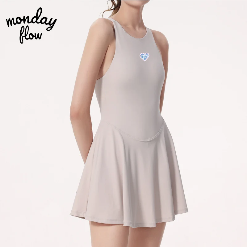 Monday Flow Summer New Sleeveless Sports Golf Dress Elastic Short Skirt Golf Clothing Women's Short Skirt Fitness Pleated Skirt