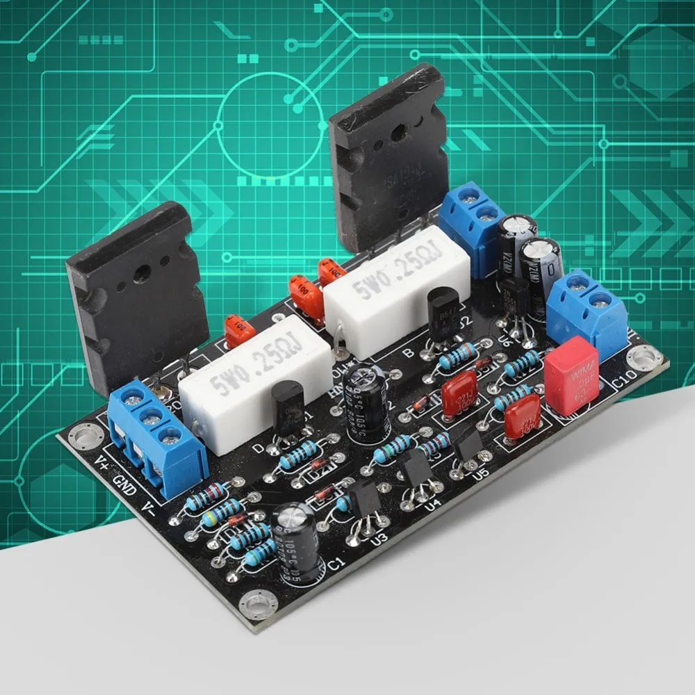 Easy Installation 2SC5200+2SA1943 Power Amplifier Board Low Noise 100W Amp Board Speaker Circuit Protection Board DIY Assembly