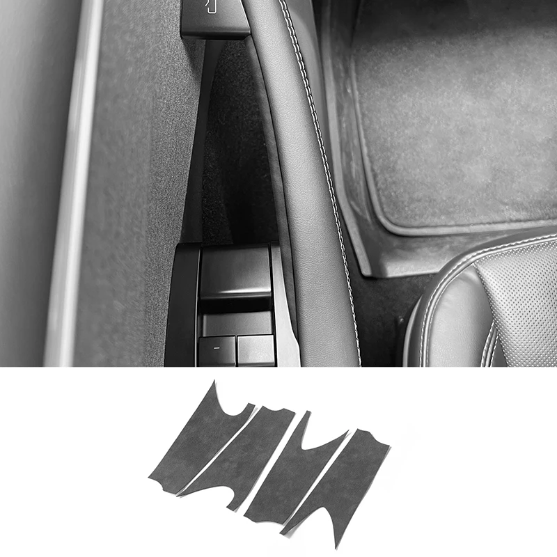 For Tesla Model Y Juniper / Model 3 Door Inner Handle Trim Frame Decorative Sticker Made of Alcantara Car Interior Accessories 6