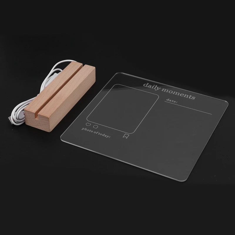 USB Transparent Acrylic Message Board With Pen Note Daily Moment Memo To Do List Luminous Photo Album Night Light