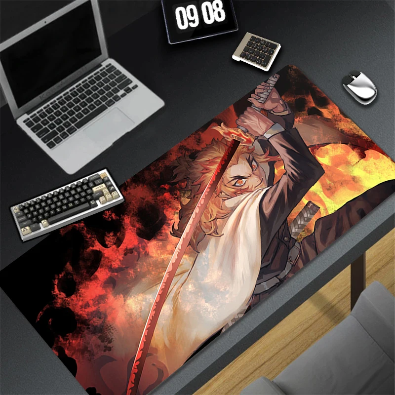 Rubber Anti Slip Cool Mouse Pad Luxury Gaming Accessories D-demon Slayer Rengoku Kyoujurou Desk Mat Office Computer HD Mousepad