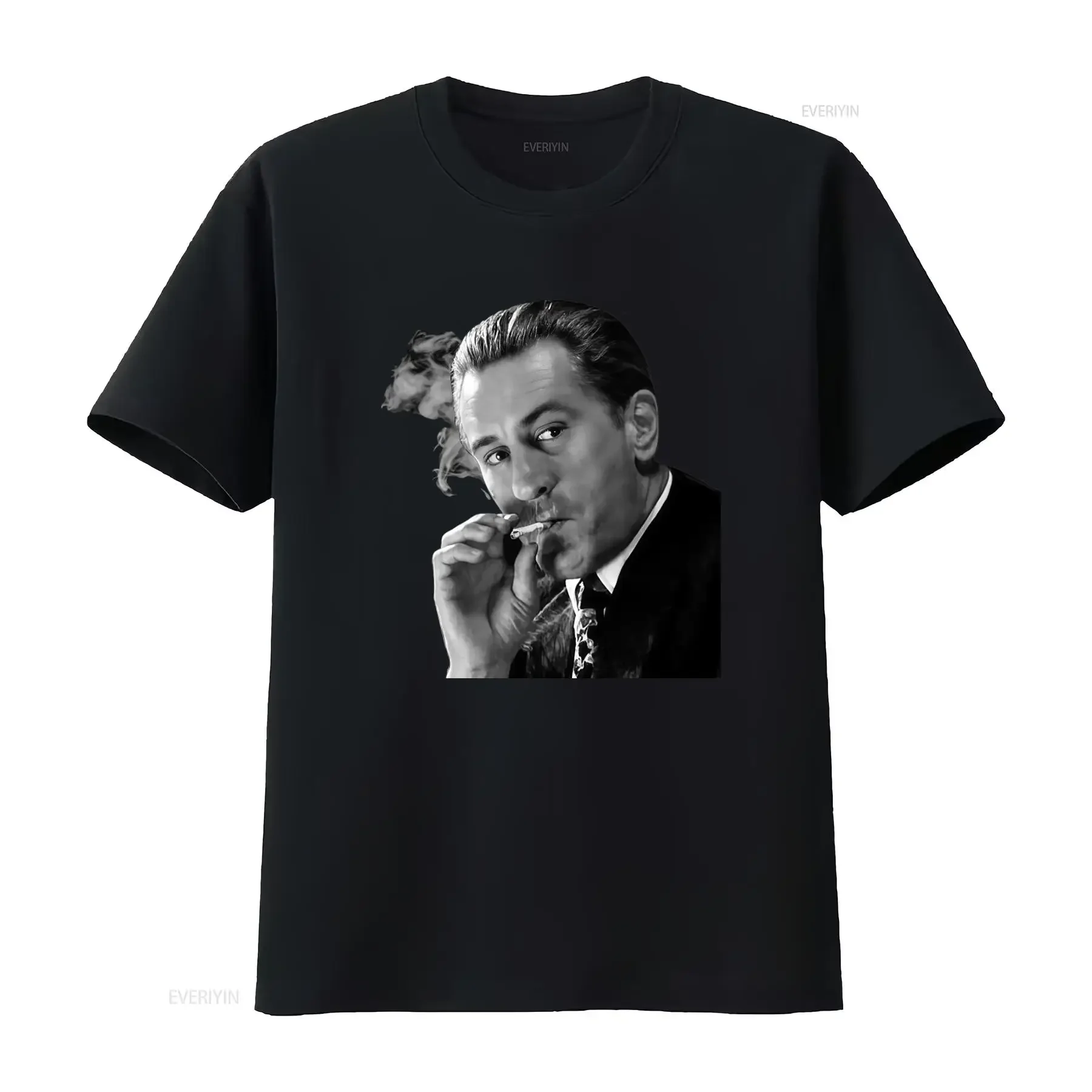 Goodfellas Robert De Niro Jimmy Conway Smoking T Shirt Retro Style for Men vintage Washed Breathable Casual Slightly Versatile