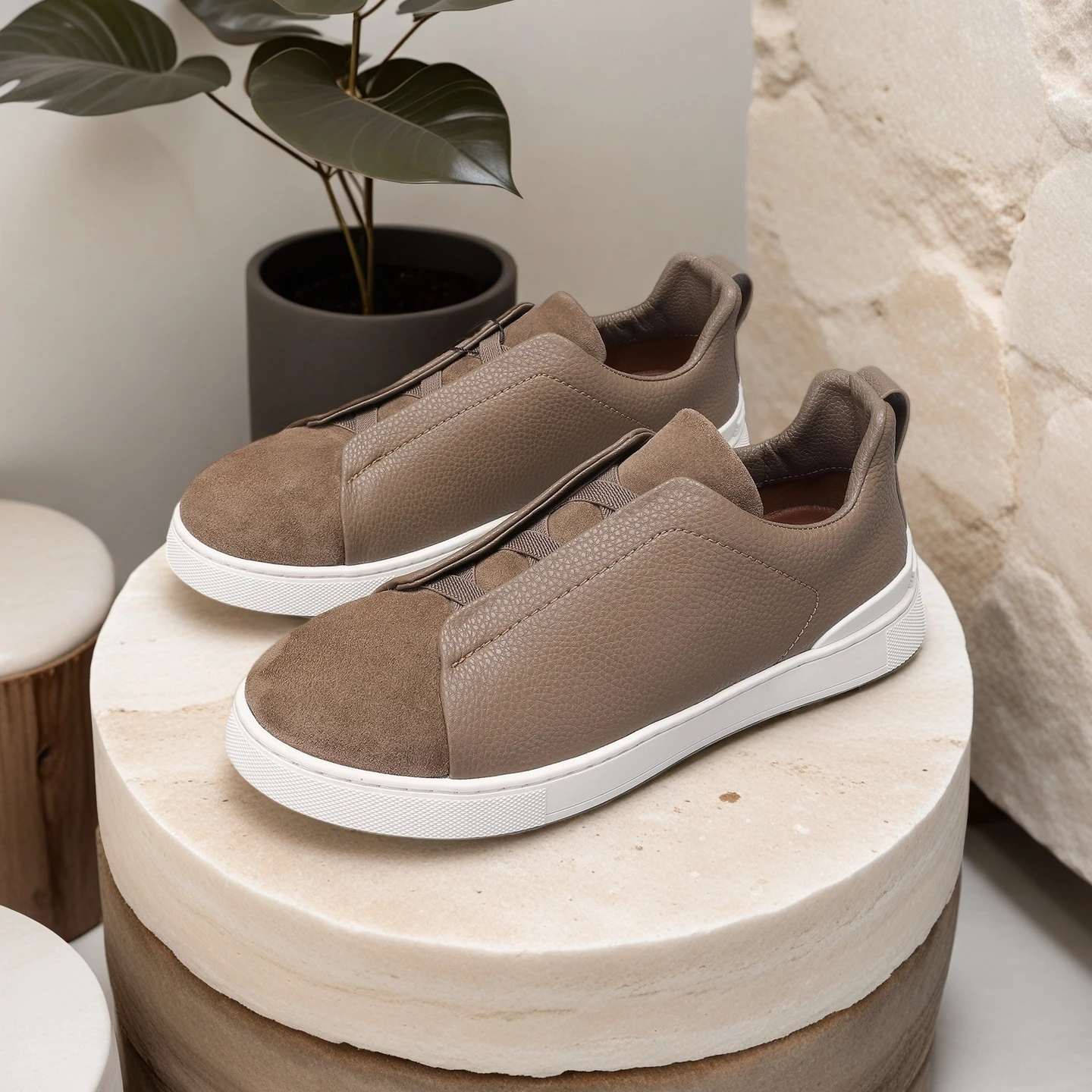 Luxury Men's Handcrafted Casual Sneakers, Suede with Lychee Texture, Breathable and Slip-Resistant, Business and Casual Shoes