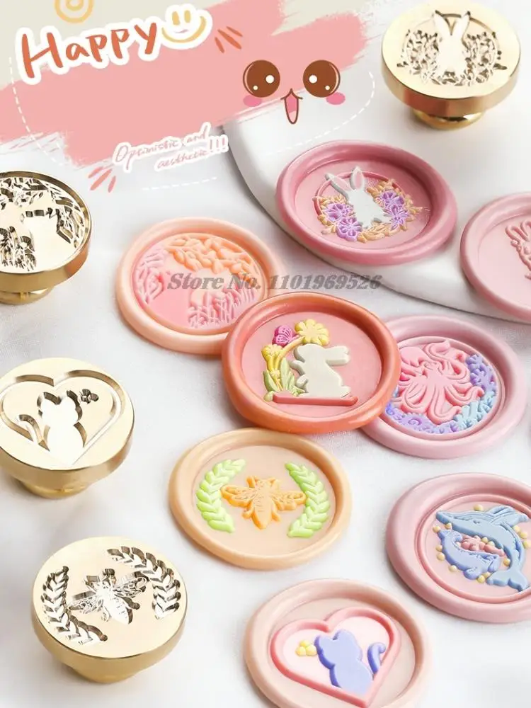 Retro Vintage pieczęć woskowa uszczelnienie głowy słodkie zwierzątko wino pszczoła tęcza na zaproszenia ślubne opakowanie na prezenty karty Scrapbooking