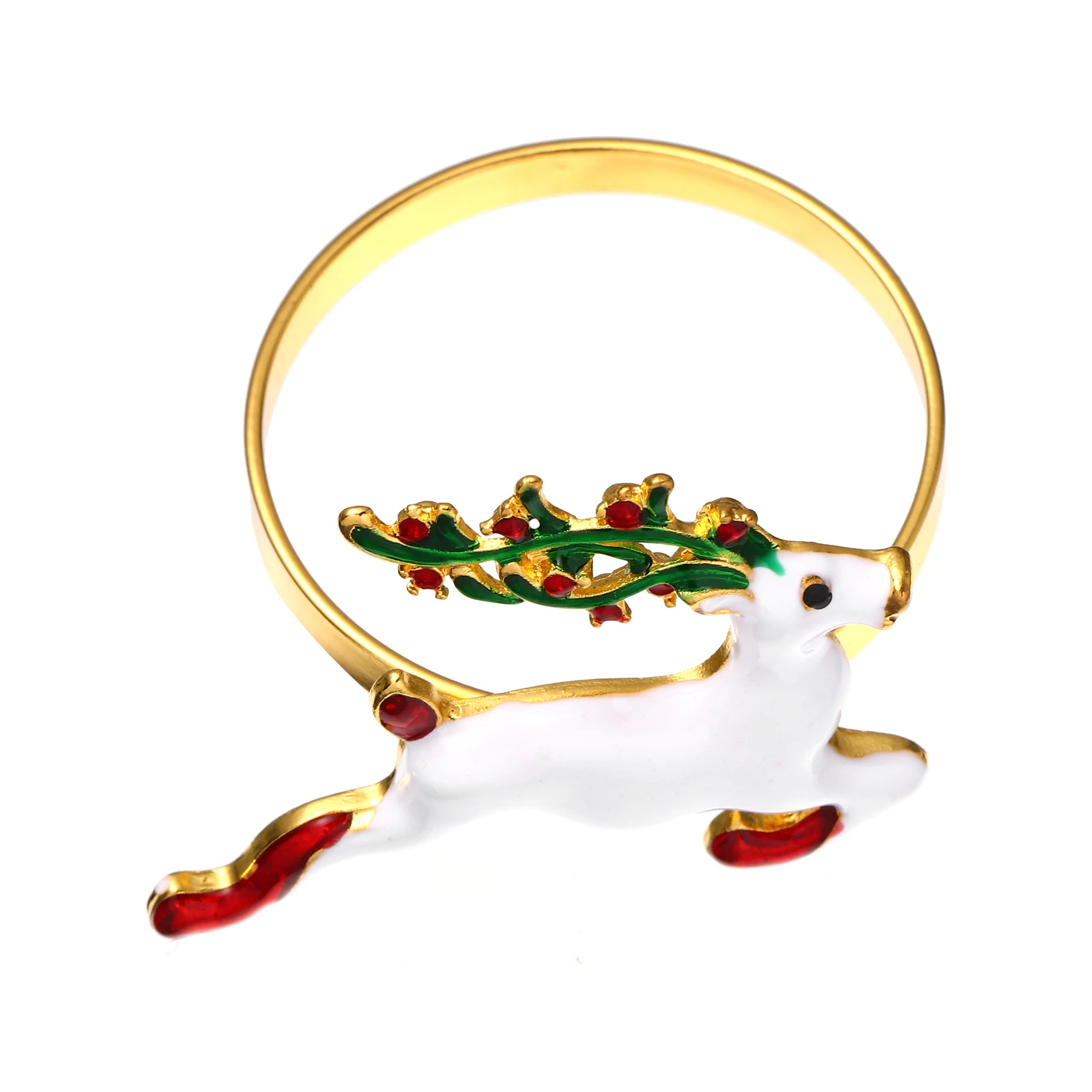 

2pcs Christmas Reindeer Rings Stylish Elegant Alloy Buckles Decorative Table Supplies Unique Dinner Tissue Buckles Shiny