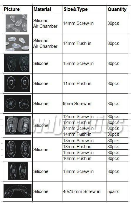 425pcs/set Silicone Glasses Nose Pad Kit Eyeglasses Repair Nose Pads Box 15 Different Sizes