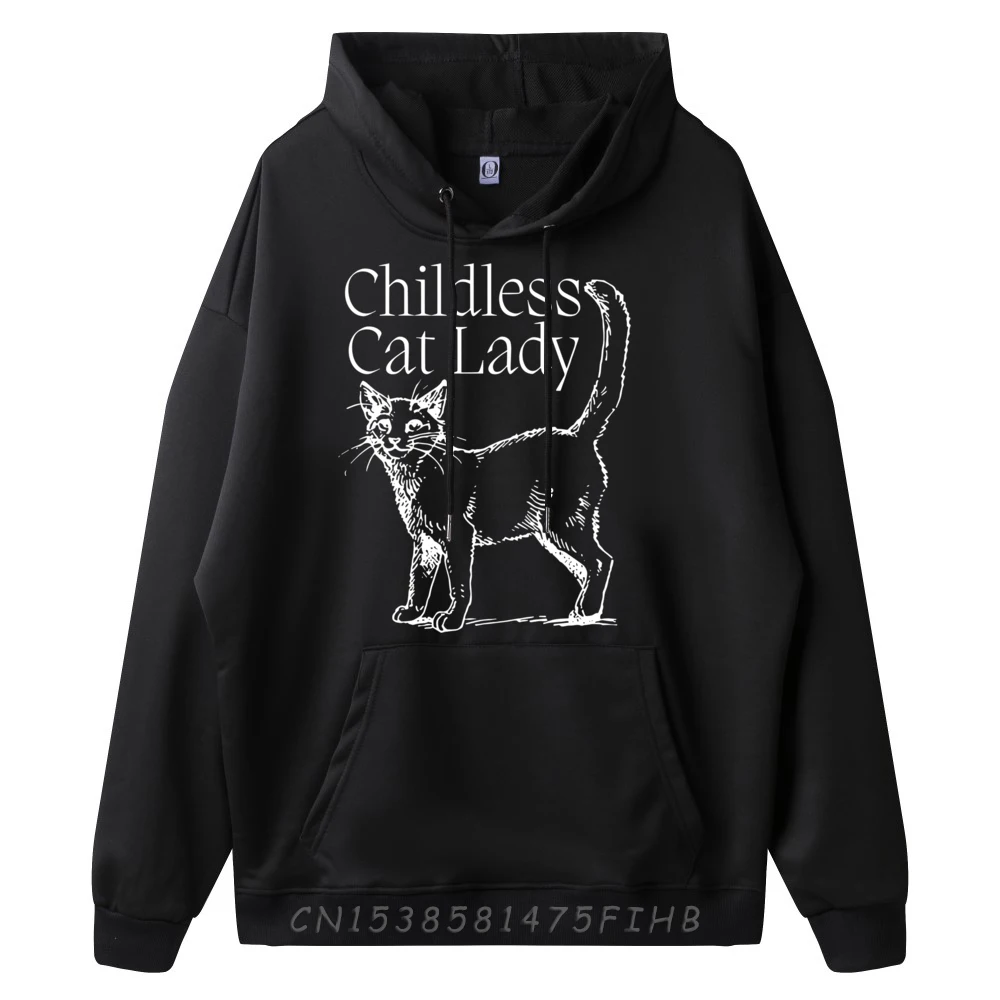 Childless Cat Lady Kamala 2024 Street Wear Hoodies Band Tshirts New Years Eve New In Hoodies & Sweatshirts Long Sleeve Men