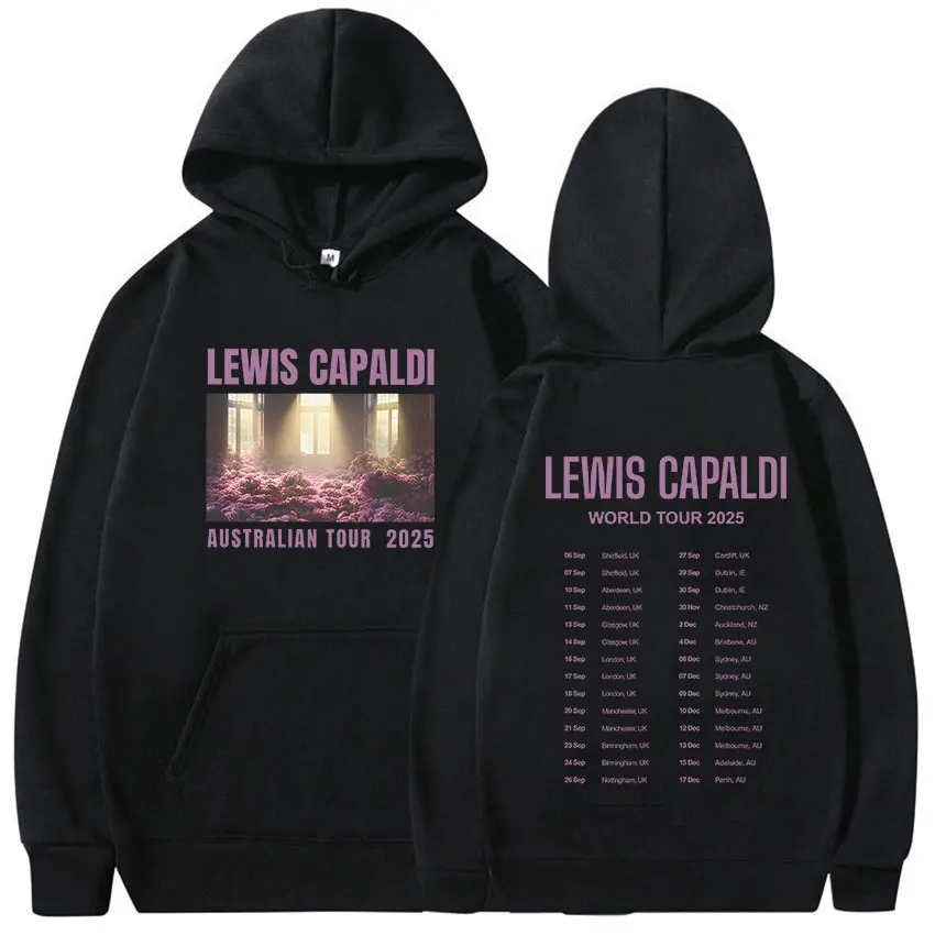 

Толстовка Lewis Capaldis World Tour 2025 для мужчин и женщин, осень/зима, повседневная толстовка большого размера, модный пуловер в стиле ретро, одежда с капюшоном