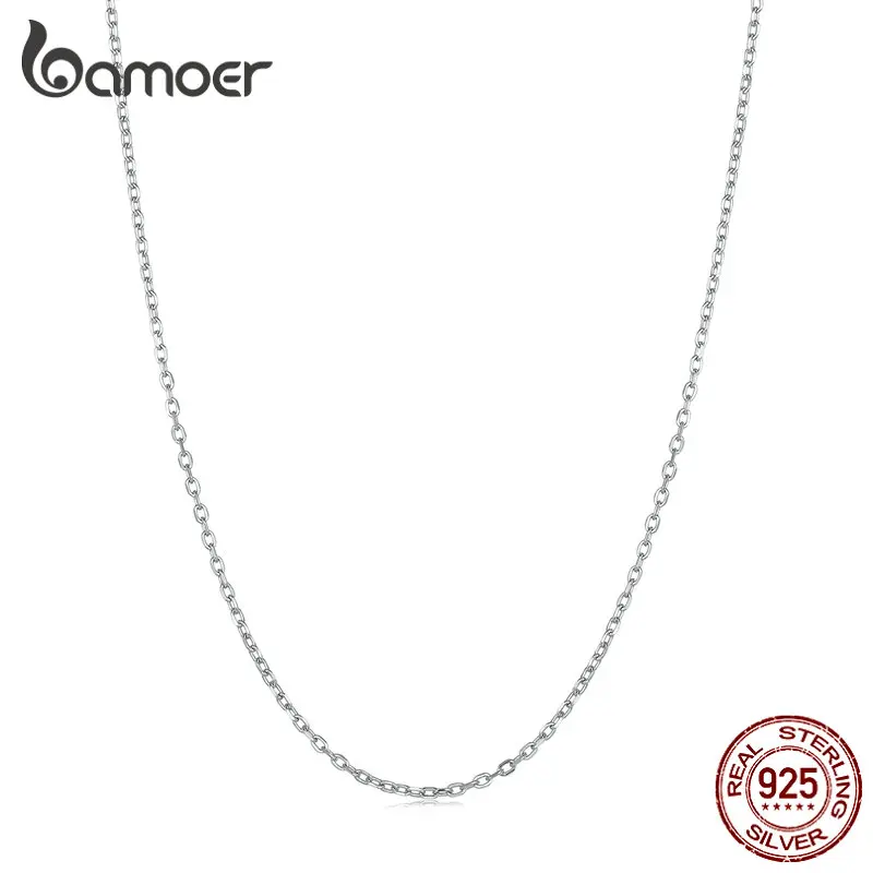 Bamoer 925 스털링 실버 랍스터 걸쇠 조절 목걸이 기본 체인 링크 여성을위한 간단한 파인 쥬얼리 생일 선물 SCA018