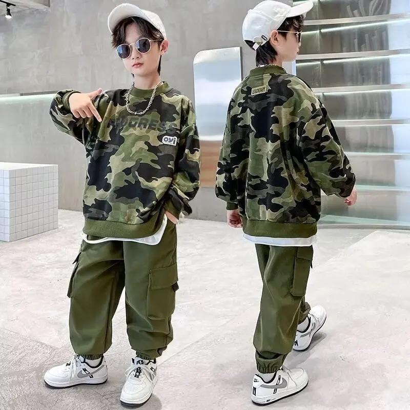 

Korean Kids Boys 2PCS Spring Autumn Cotton Printed Shirt Corduroy Coat Loose Pants Set Toddler Outfit SpringAutumn