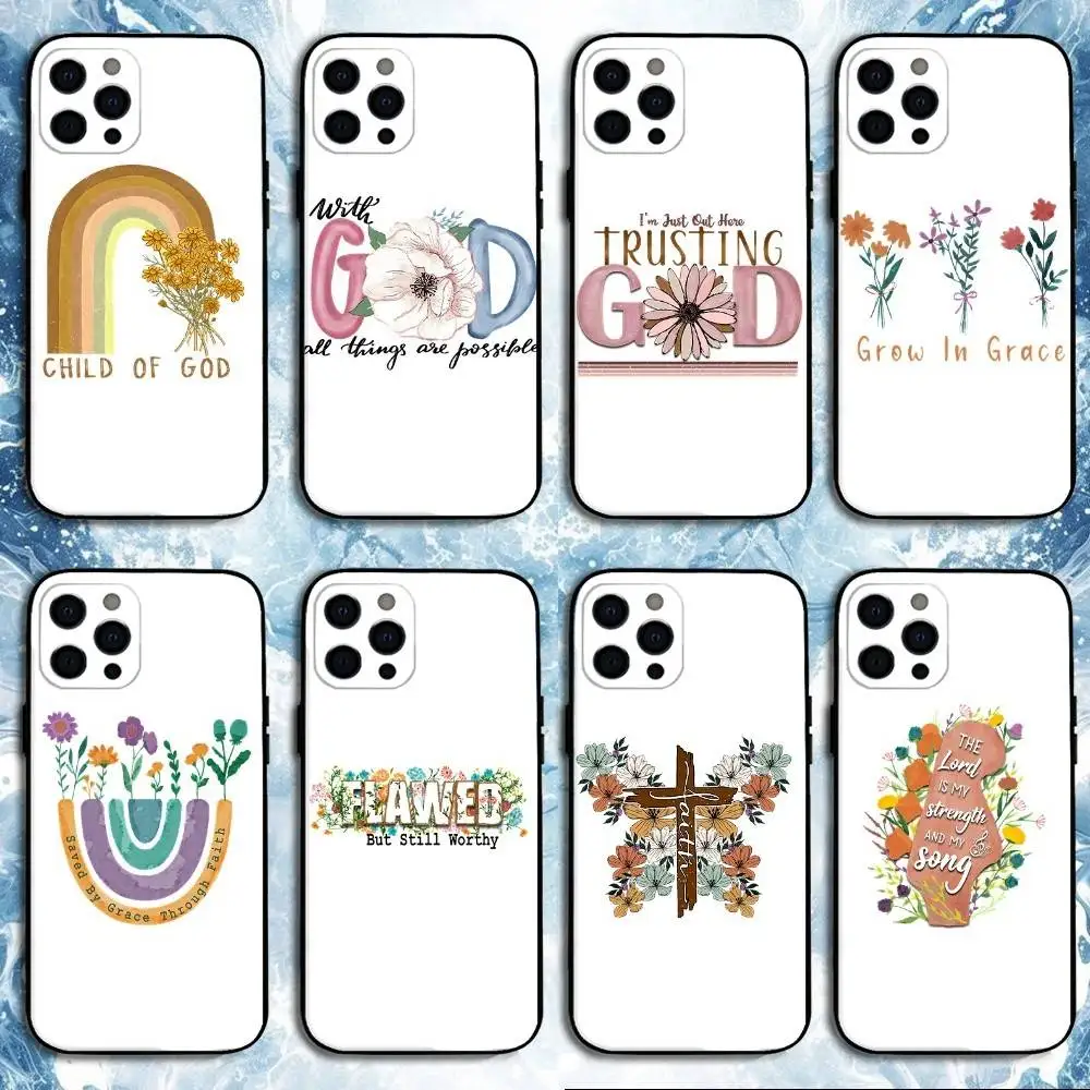 

Christianity and God Phone Case For iPhone 16,15,14,13,12,11 Plus,Pro Max, Soft Silicone Black Cover
