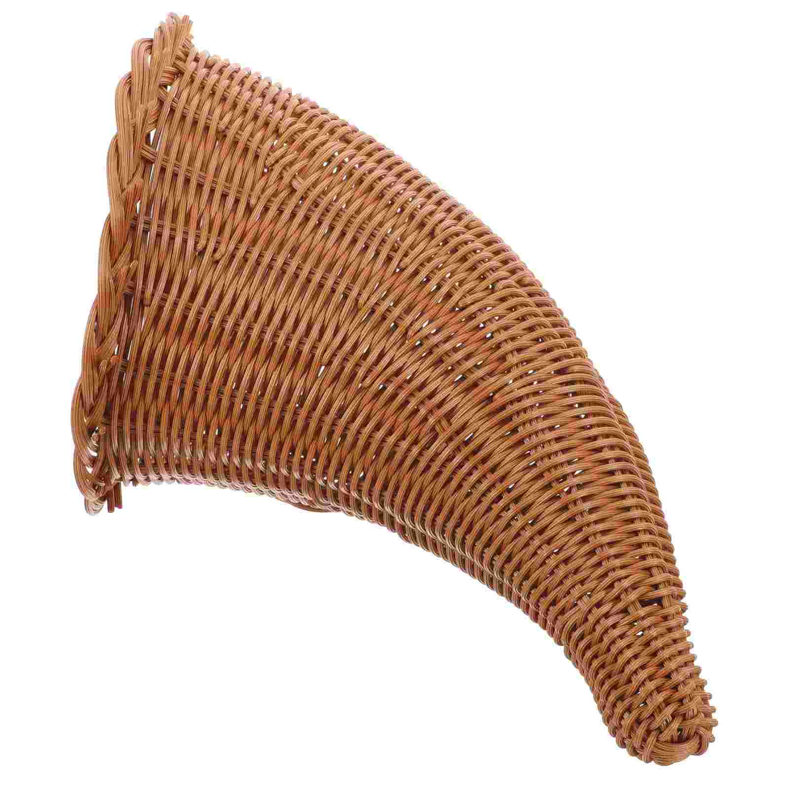 

Christmas Ornament Gift Horn Cowbell Style Hand-woven Basket Multi-purpose Decorative Rattan Fruits Cornucopia Storage Pp Home
