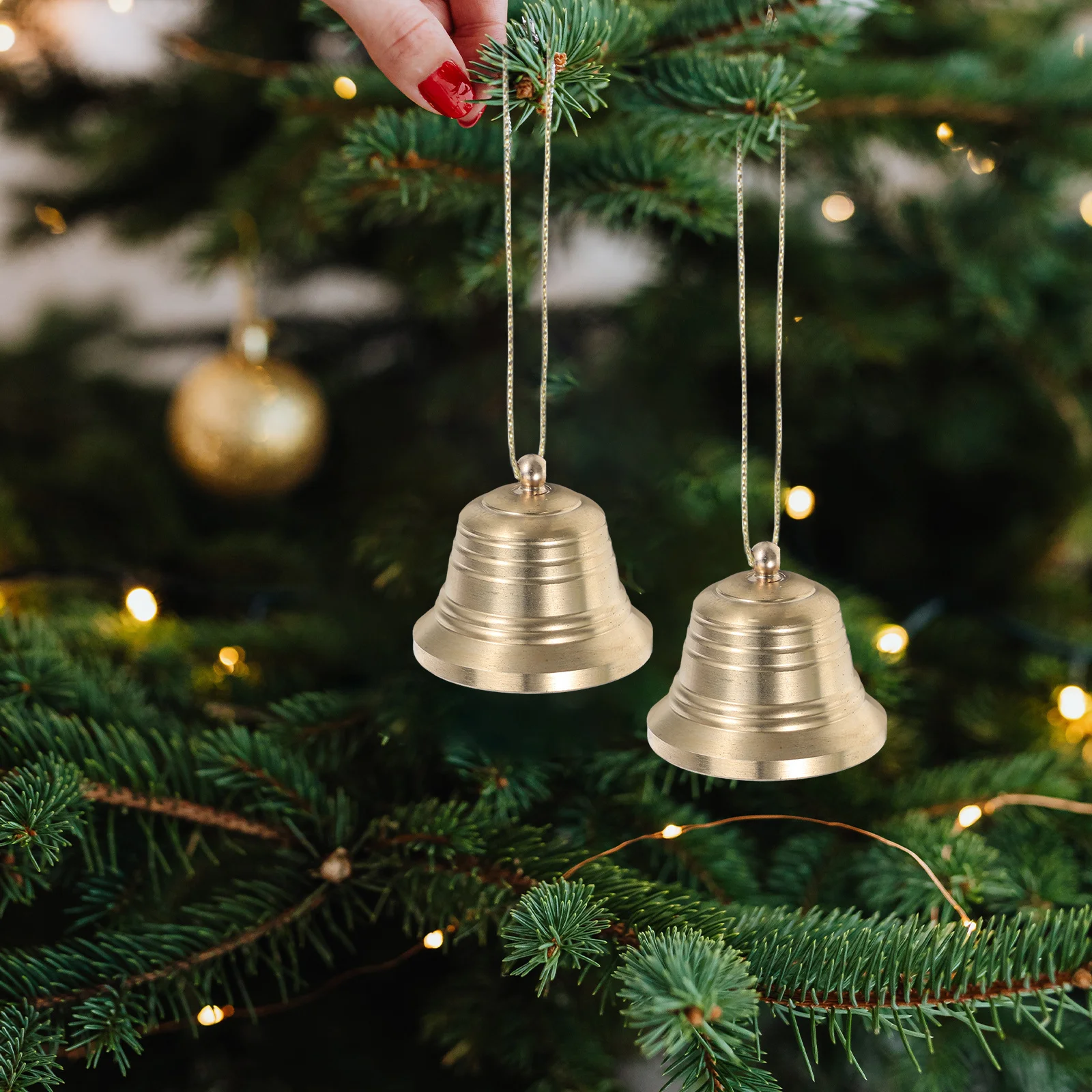 

2Pcs Decorative Copper Bells Finish Craft Wind Chime Components for Home Garden Office Door Hanging Ornament Decor