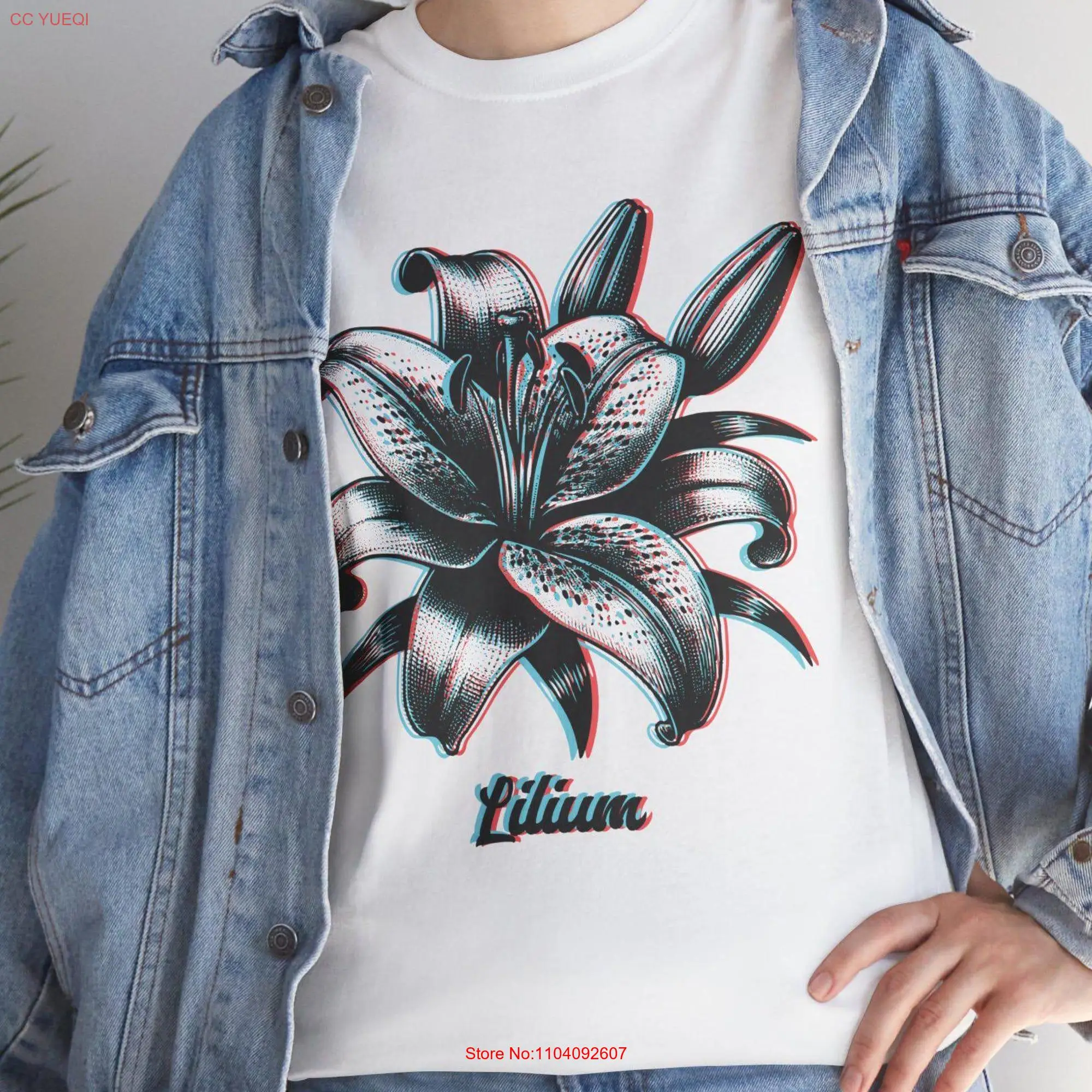 Lilium 3D T shirt effect flower unisex summer 3 colors long or short sleeves