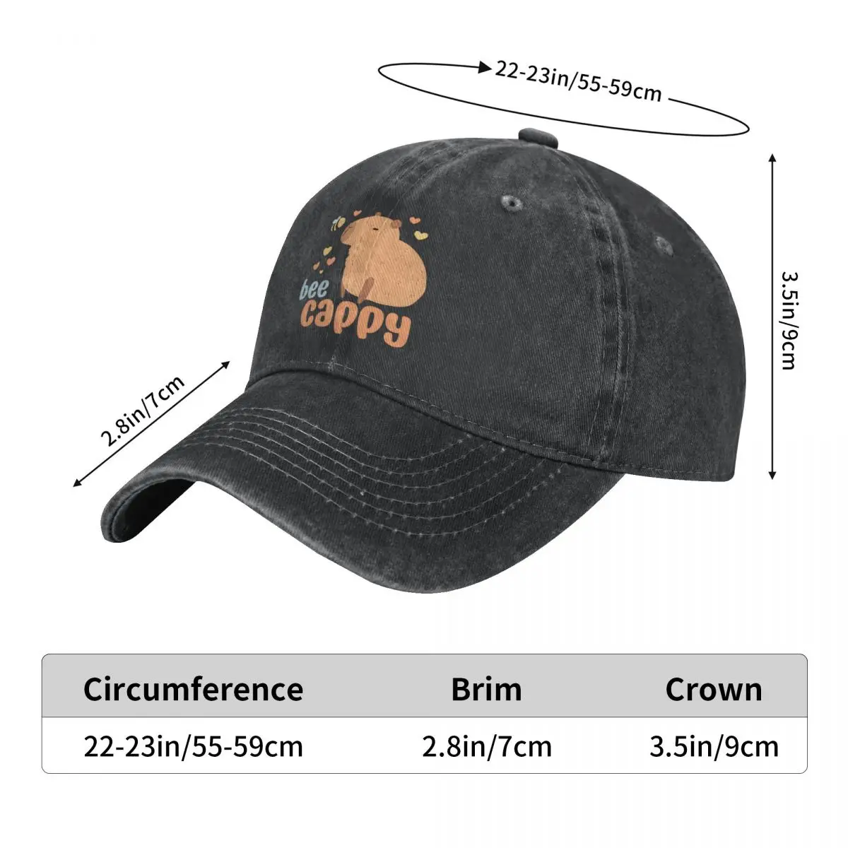 Capybara With A Cute Bee Friends Bee Cappy Men Baseball Caps Adjustable Casual Cotton Sun Hats Unisex Dad Hats