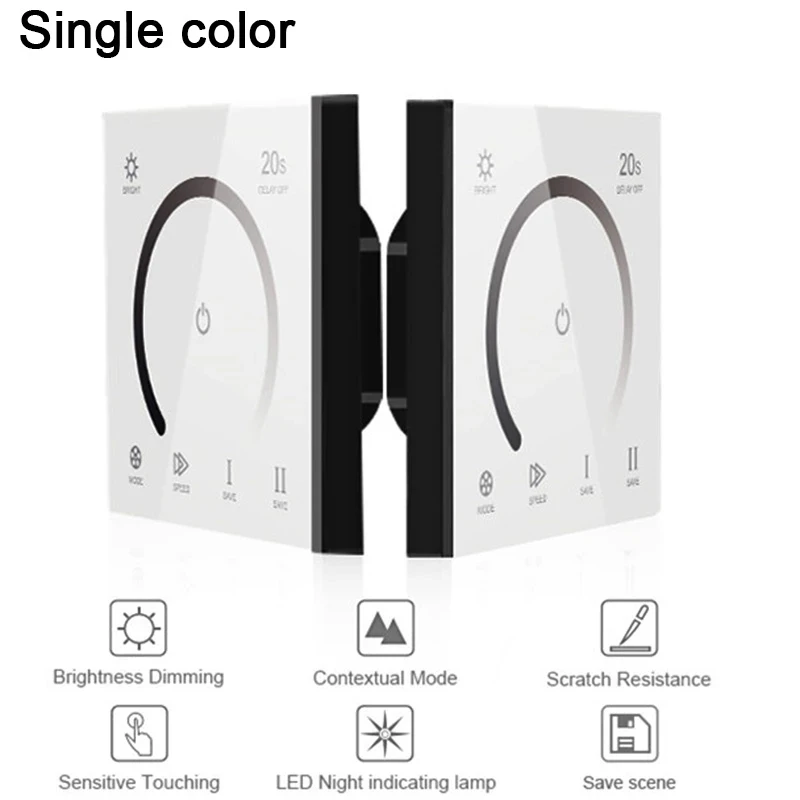 Imagem -02 - Sty Controlador do Painel de Toque Dimmer Temperado Interruptor de Parede de Vidro para a Única Cor Temperatura de Cor Rgb Rgbw Tira Conduzida Dc12v 24v 86