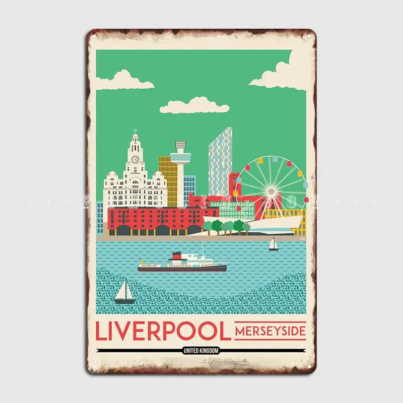 Liverpool Cityscape Poster Metal Plaque Pub Wall Decor Pub Garage Create Tin Sign Poster