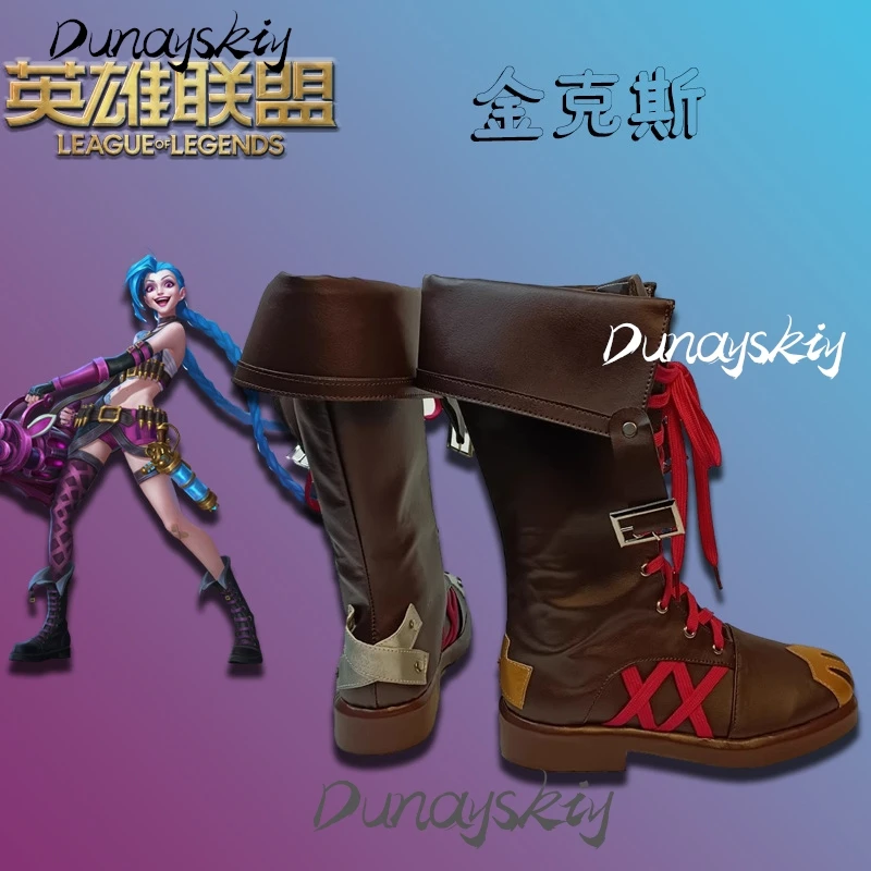 Arcane Jinx Cosplay Schuhe Spiel LOL League of Legends Rollenspiel Prop Schuhe für Halloween Weihnachten Angepasst