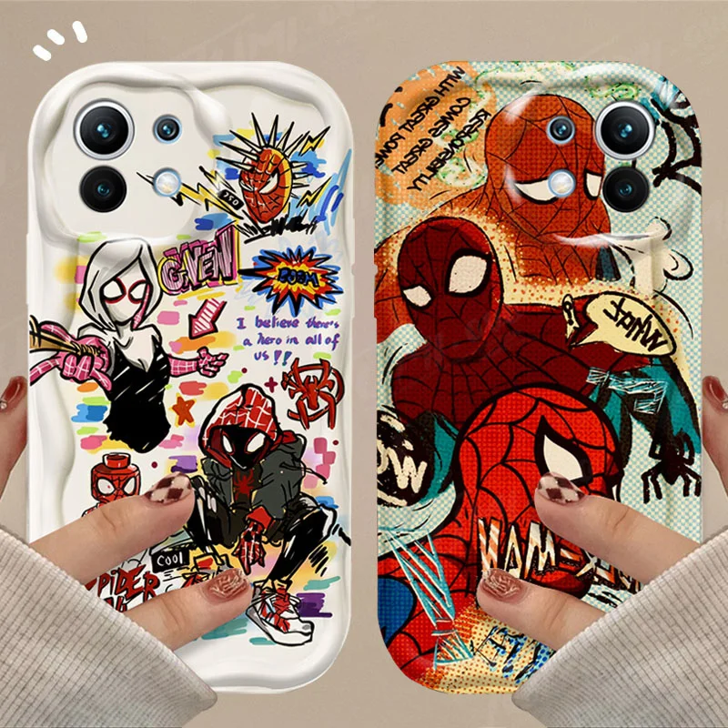 Marvel Spider Man 3D Wave Case For Xiaomi Mi 13T Pro 12T 11 Lite 5G NE 11i 12 13 10T 10i POCO X3 Pro NFC X4 GT X6 X5 F3 F4 F5