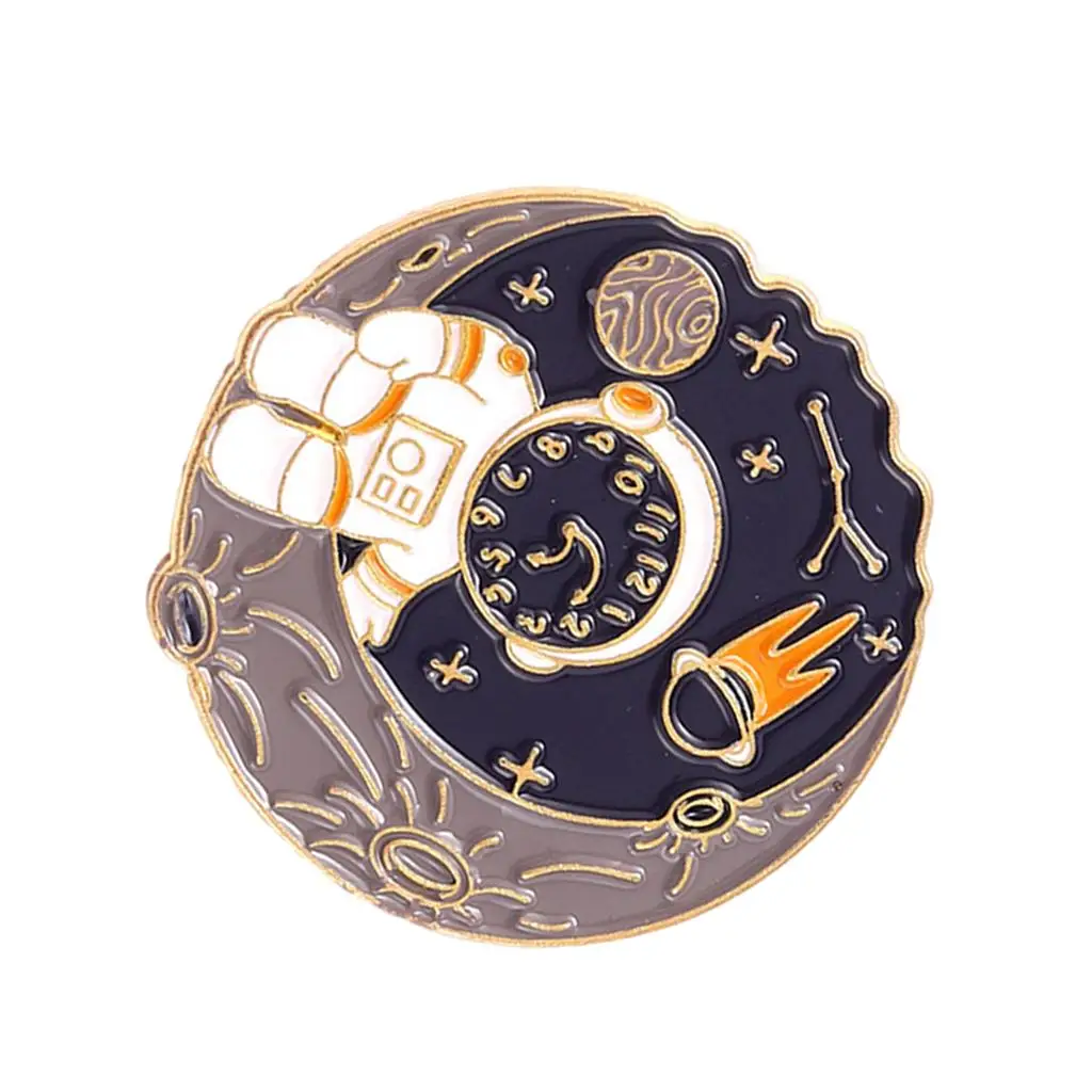 Cute Astronaut Brooch DIY Collection Alloy Lapel Pins Space Badge Enamel Pin for Backpack Kids Girl Men Halloween Decoration