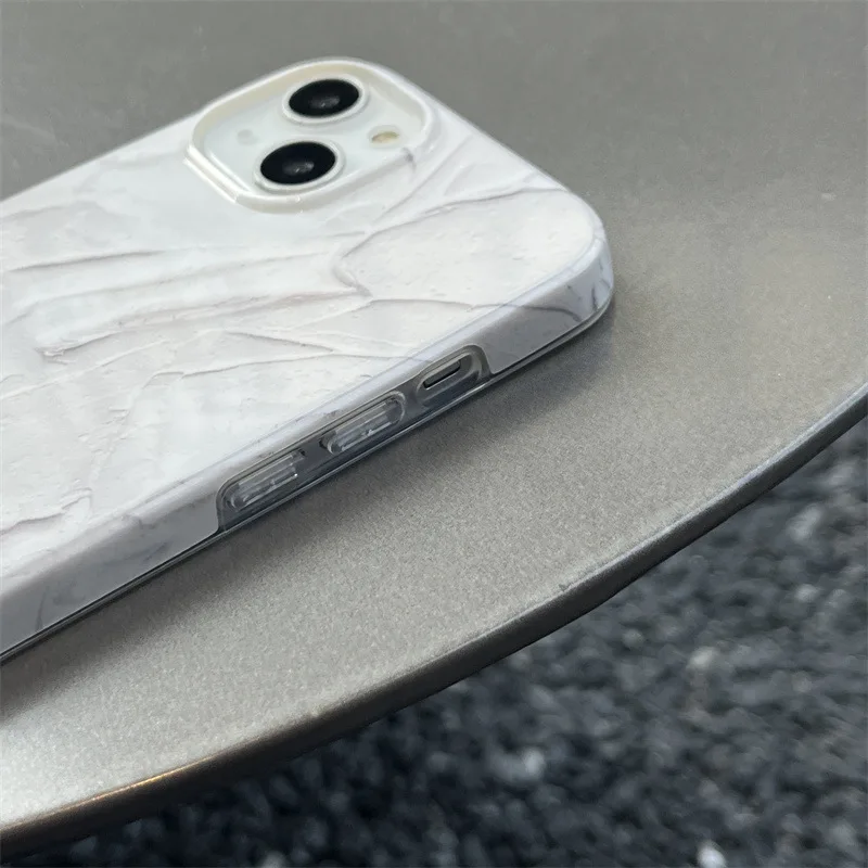 For iPhone 14Promax 2023 New Ins Net Red Paint Textured White Phone Hard Case 14Pro 13Promax 12 11