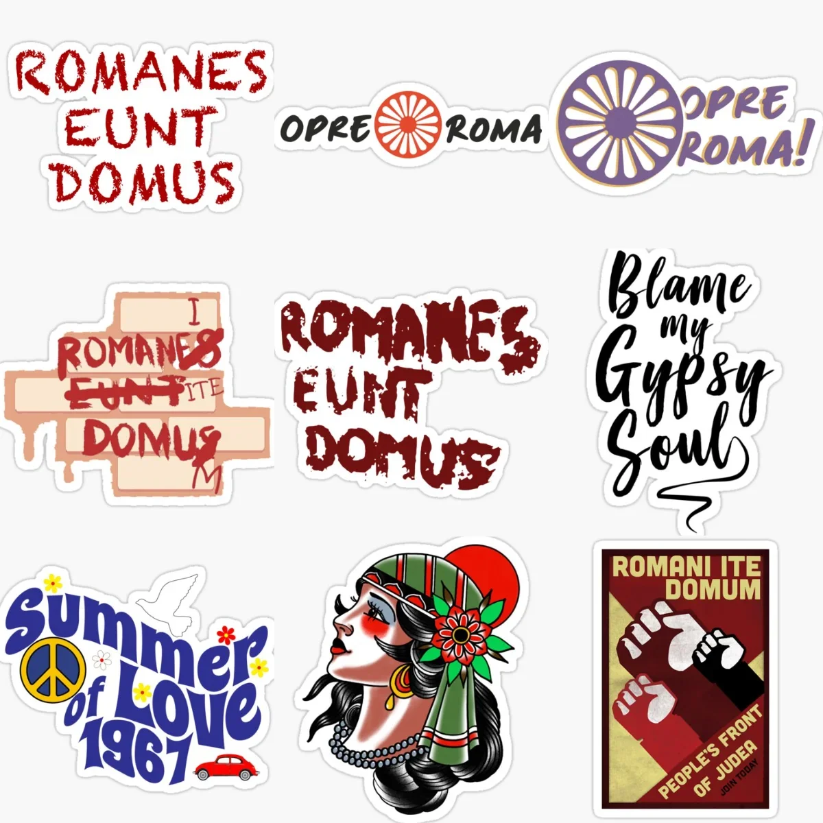 

Gypsy Gypsies Flag Creative Waterproof Car Stickers for Car Van Bicycle Window Helmet Wall Decoration Accessories