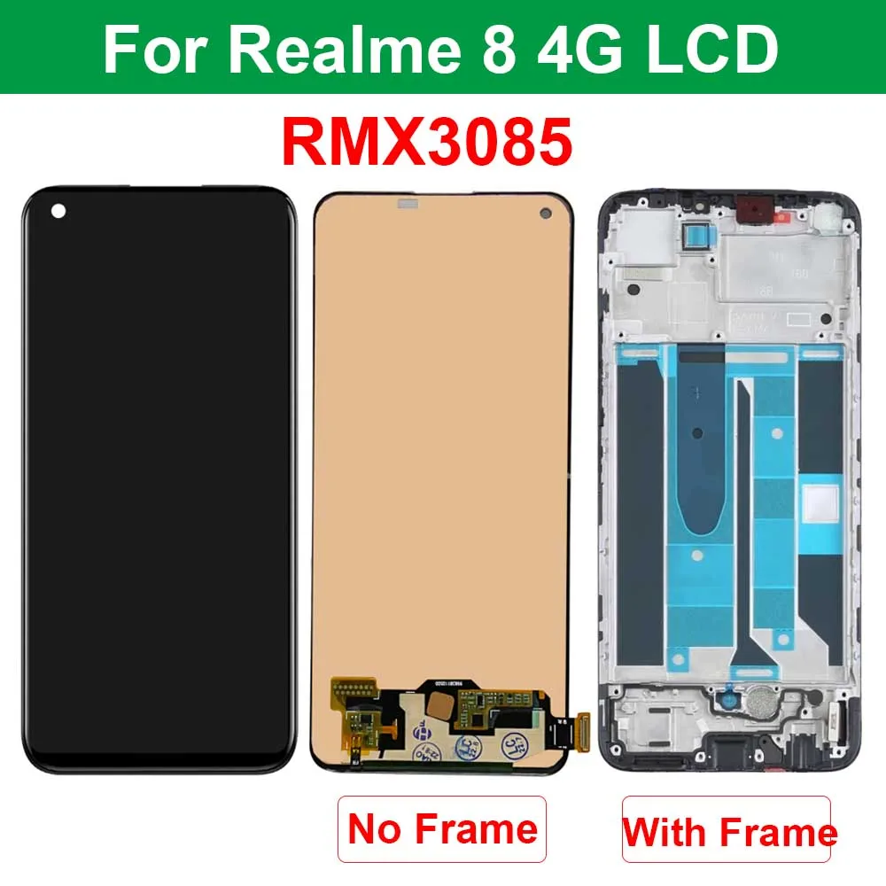 LCD For OPPO Realme 8 5G RMX3241 Display Touch Screen For Realme 8 4G / 8 Pro RMX3085 RMX3081 Digitizer Assembly Replace