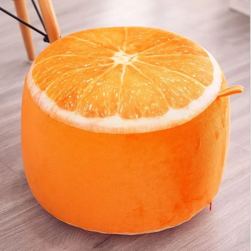 JOYLIVE  Inflatable Stool Thickening Cotton Cover Cartoon Plush 3D Fruit Inflatable Pouf Chair Lovely Pneumatic Stools Portable