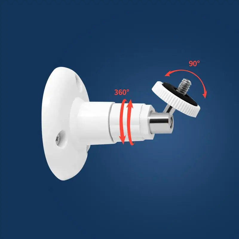 White Plastic Universal Security Camera Mount 360 Rotary Head Stable Base For Home Indoor Outdoor Surveillance