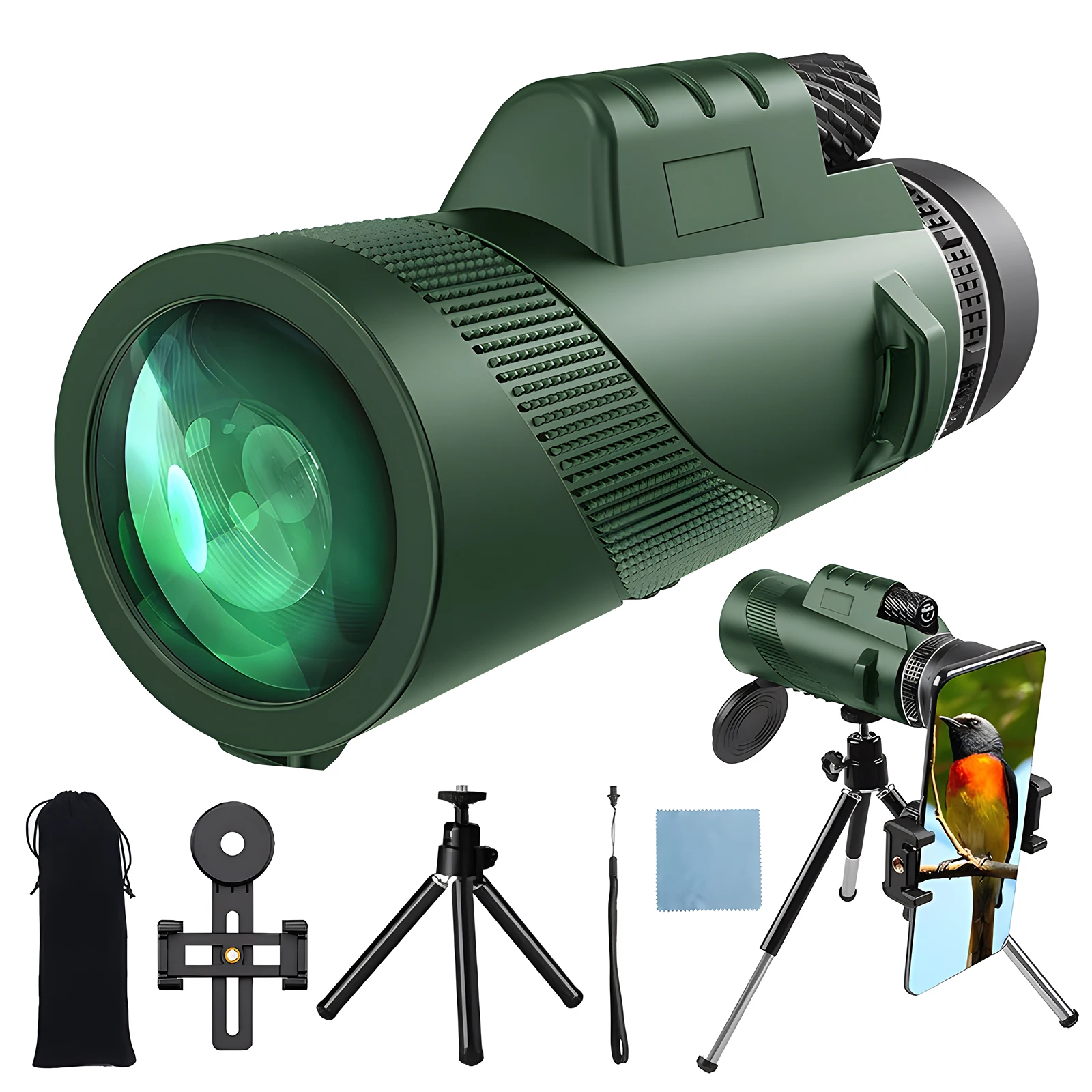 High Power 80X100 HD Monocular Telescope for Adults - Ideal for Outdoor Wildlife Hunting, Bird Watching, and Camping - Two Color